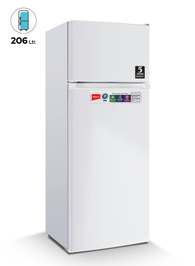 Impex Double Door Refrigerator 230 Liter, Fast Cooling Fridge, Freezer, Energy Efficient And Silent Operation 90 W IRF 220 White - Image 1