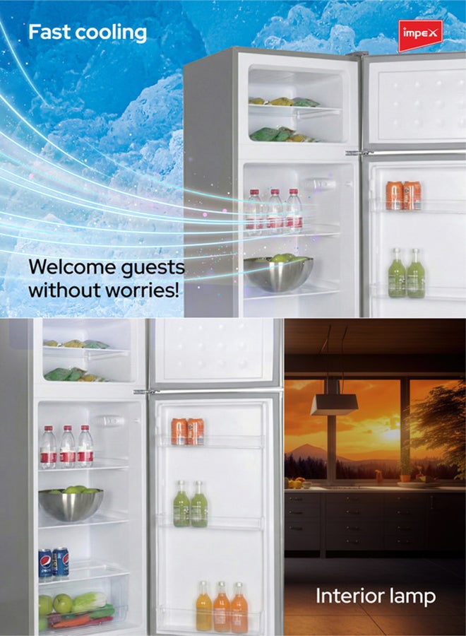 إمبكس ثلاجة ذات بابين بسعة 230 لتر، تبريد سريع، فريزر، موفرة للطاقة وتعمل بصمت - Image 5