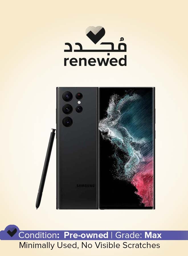 سامسونج تم تجديده - Galaxy S22 Ultra Single Sim + eSim Phantom Black 512GB 12GB RAM 5G - الإصدار الدولي - Image 1