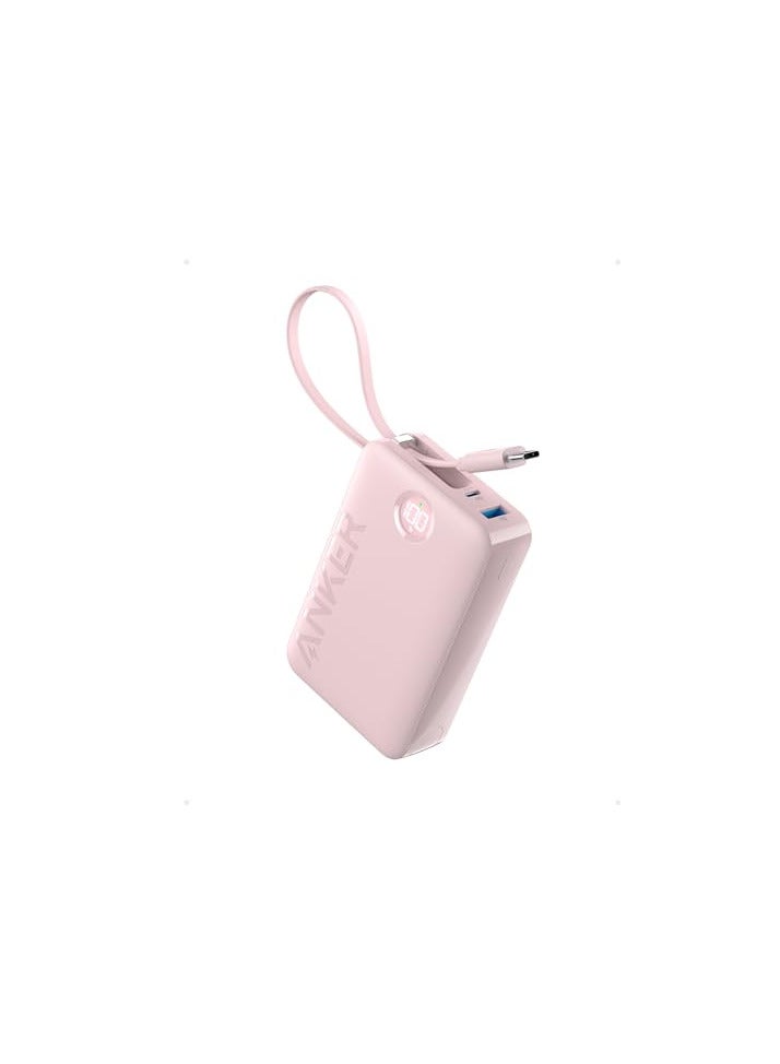 20000 mAh Power Bank Battery Pack, 20,000mAh 22.5W High Speed Charging Portable Charger With Built-in USB C Cable, 1 USB-C, 1 USB-A, For iPhone 15/15 Plus/15 Pro/15 Pro Max, MacBook, Galaxy pink