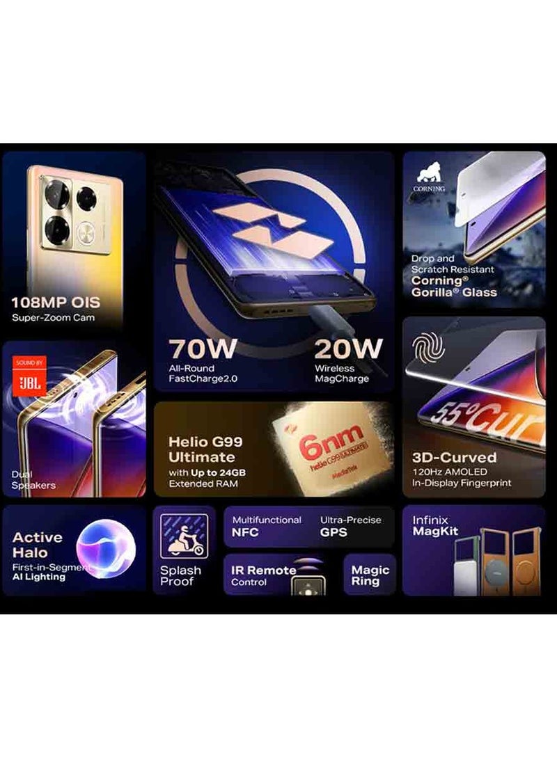Infinix - Note 40 Pro Dual SIM Titan Gold 8+8GB 256GB 4G - Middle East Version - Image 1