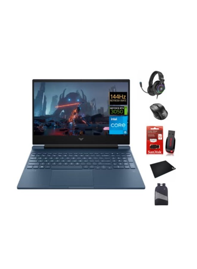 HP - Victus 2024 15 Gaming (Upgraded Version) Laptop 15.6-Inch FHD Display, Core i5-13420H Processor/64GB RAM/2TB SSD/6GB NVIDIA GeForce RTX 3050/Windows 11 With FREEÂ Accessories English Blue - Image 1
