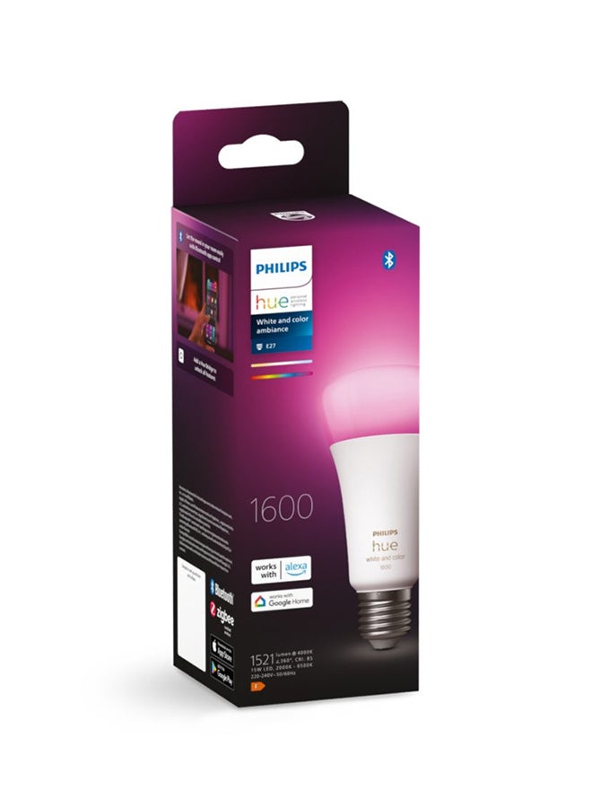 Philips Philips Hue White and Colour Ambiance Smart Light Bulb 100W - 1600 Lumen [E27 Edison Screw] With Bluetooth. For Indoor Home Lighting, Livingroom, Bedroom. Works with Voice Control, Alexa Multi color  - Image 4
