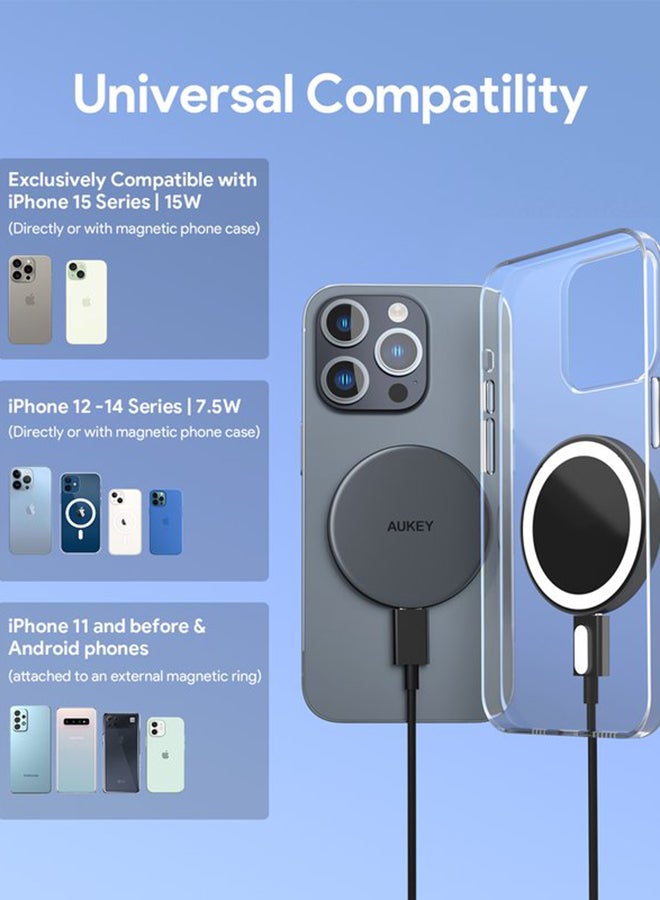 Aukey MagFusion Aura Qi2 Magnetic Fast Wireless Charger Black - Image 4