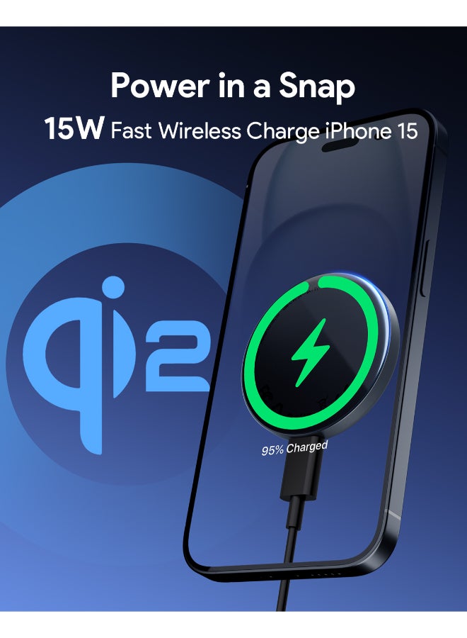 Aukey MagFusion Aura Qi2 Magnetic Fast Wireless Charger Black - Image 4
