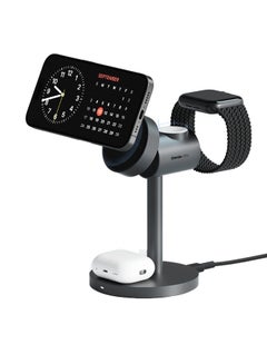 Aukey MagFusion 3-In-1 Qi2 Magnatic Fast Wireless Charging Station Grey  - Image 1