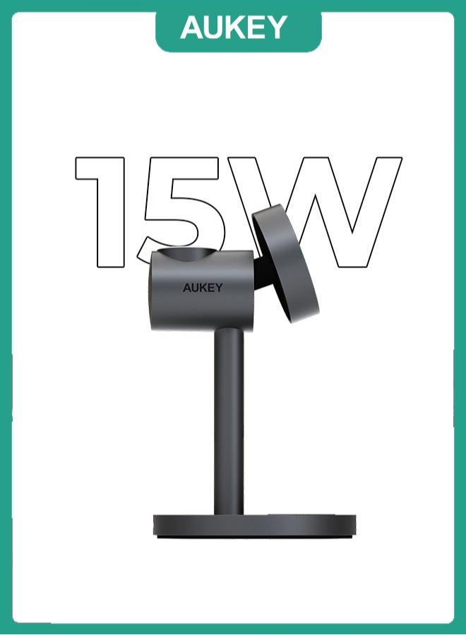 Aukey MagFusion 3-In-1 Qi2 Magnatic Fast Wireless Charging Station Grey - Image 2