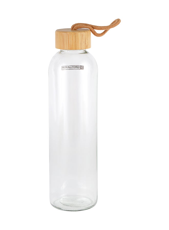 Water Bottle Transparent Glass Bottle with Bamboo Lid and Removable Cork Sleeves Multicolour