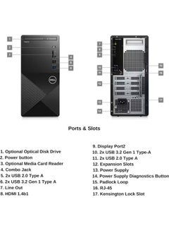 DELL Vostro 3910 Tower PC, Core i3-1215U Processor/8GB RAM/1256GB SSD/Intel UHD 600 Graphics/Windows 11 english_arabic Black  - Image 3