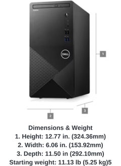 DELL Vostro 3910 Tower PC, Core i3-1215U Processor/8GB RAM/1256GB SSD/Intel UHD 600 Graphics/Windows 11 english_arabic Black  - Image 4