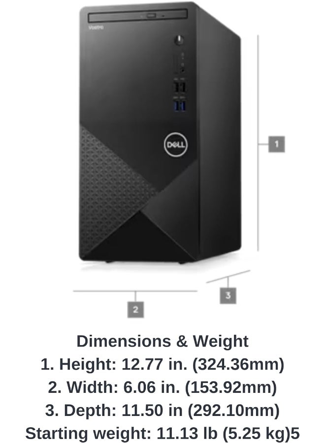 DELL - Vostro 3910 Tower PC, Core i7-12700 Processor/32GB RAM/1TB SSD/Intel UHD 600 Graphics/Windows 11 english_arabic Black - Image 1