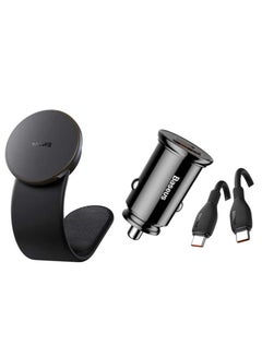 بيسوس حامل الهاتف المغناطيسي C02 Pro Cluster يدعم الشحن اللاسلكي وشاحن السيارة بمنفذ USB-A ومنفذ Type-C وكابل Type-C إلى Type C  - Image 2