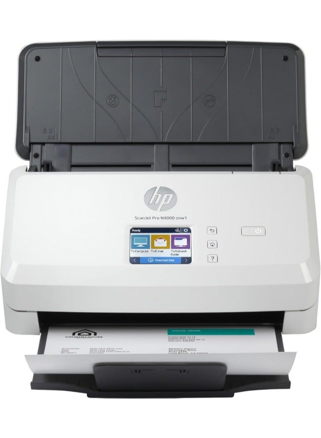 HP - ScanJet Pro N4000 snw1 Sheet-feed Scanner - 6FW08A Black - Image 1
