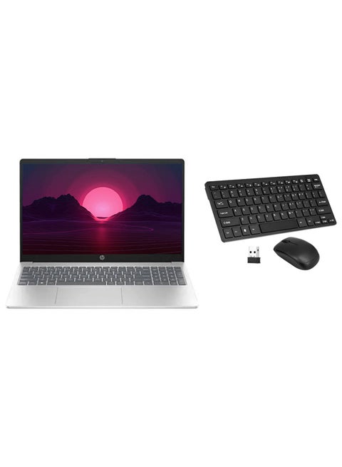 250 G10 Laptop With 15.6-inch Full HD Display, Core i7-1355U Processor/8GB RAM/512GB SSD/Windows 10/Intel Iris XE Graphics + Portable Wireless Keyboard With Mouse Set English/Arabic Silver