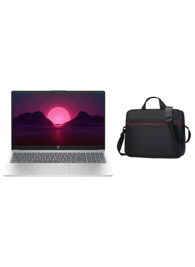 HP 250 G10 Laptop With 15.6-inch Full HD Display, Core i7-1355U Processor/8GB RAM/256GB SSD/Windows 10/Intel Iris XE Graphics +Laptop Bag with Multi Compartment 15.6" Travel Briefcase English/Arabic Silver - Image 1