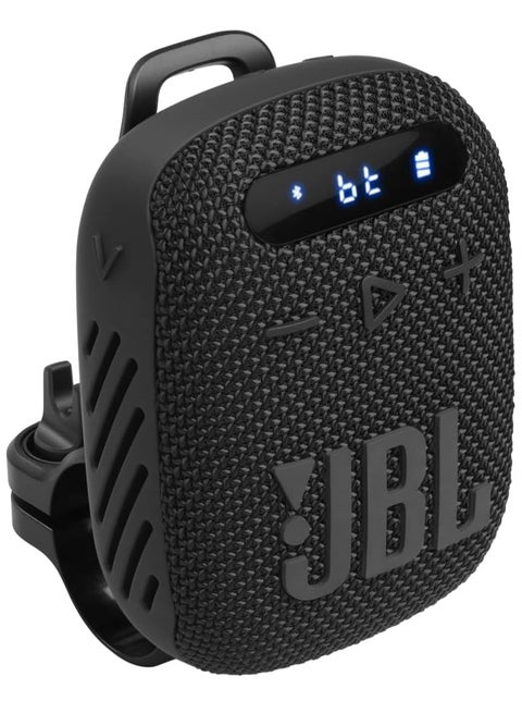 Wind 3 FM Bluetooth Handlebar Speaker with LED Display, 2 EQ Modes, Built-In Microphone for Hands-Free Phone Calls, IP67 Waterproof & Dustproof, Black