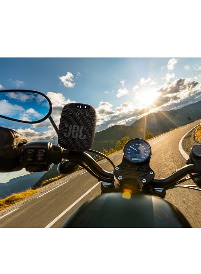 JBL - Wind 3 FM Bluetooth Handlebar Speaker with LED Display, 2 EQ Modes, Built-In Microphone for Hands-Free Phone Calls, IP67 Waterproof & Dustproof, Black - Image 1