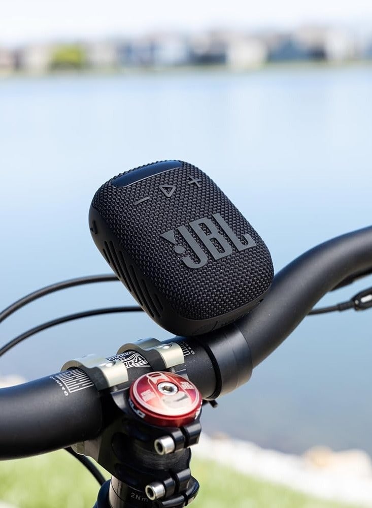 JBL - Wind 3 FM Bluetooth Handlebar Speaker with LED Display, 2 EQ Modes, Built-In Microphone for Hands-Free Phone Calls, IP67 Waterproof & Dustproof, Black - Image 1