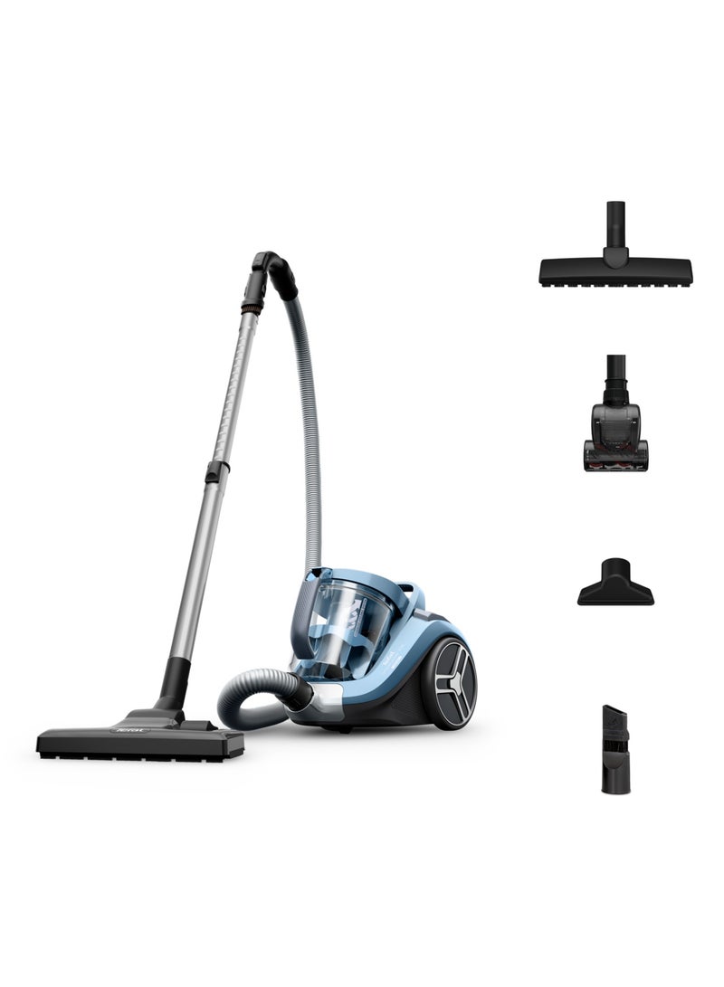 Tefal Bagless Vacuum Cleaner | Compact Power XXL Animal Kit Canister Vacuum Cleaner | Low Consumption Motor | Advanced 3-Level Cyclonic Filtration | 2 Years Warranty 900 W TW4B71HA Aqua  - Image 1
