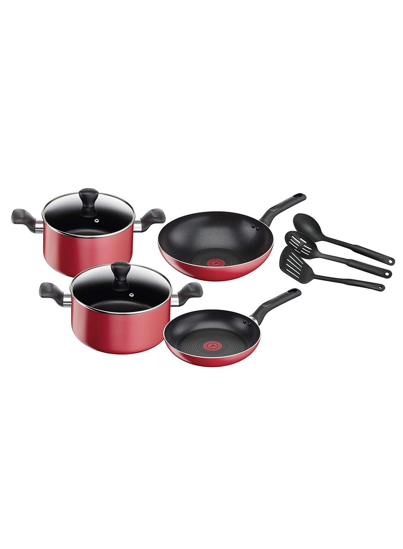 Tefal Super Cook Non Stick With Thermo-Spot 9 Pcs Cooking Set 24cm Red 24cm  - Image 1