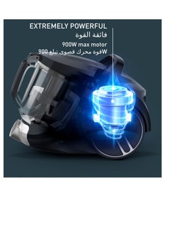 تيفال مكنسة كهربائية بدون كيس | مكنسة كهربائية صغيرة الحجم Compact Power XXL Classic | محرك منخفض الاستهلاك | فلترة إعصارية متقدمة بثلاثة مستويات | ضمان لمدة عامين  - Image 3