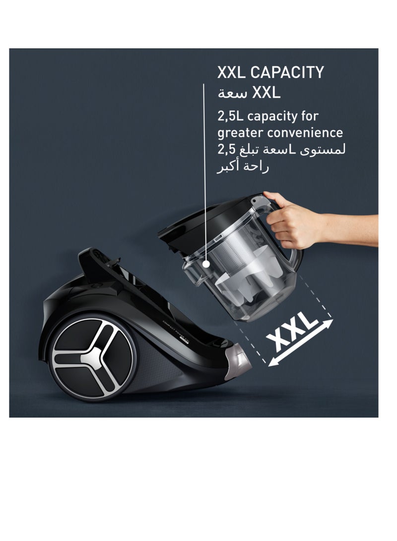 مكنسة كهربائية بدون كيس | مكنسة كهربائية صغيرة الحجم Compact Power XXL Classic | محرك منخفض الاستهلاك | فلترة إعصارية متقدمة بثلاثة مستويات | ضمان لمدة عامين