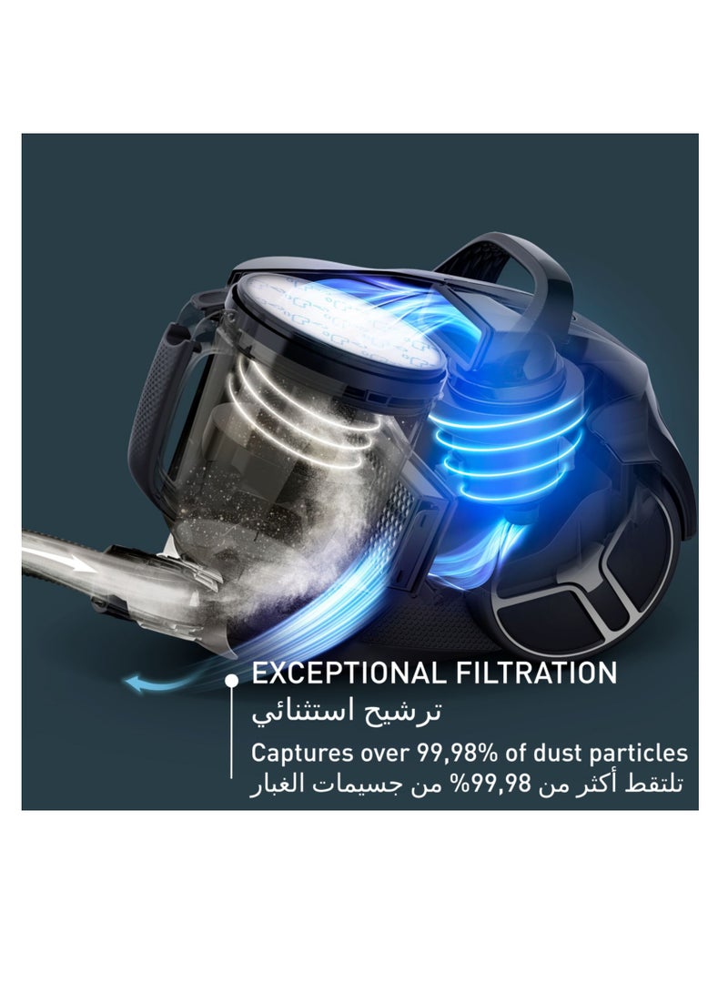 مكنسة كهربائية بدون كيس | مكنسة كهربائية صغيرة الحجم Compact Power XXL Classic | محرك منخفض الاستهلاك | فلترة إعصارية متقدمة بثلاثة مستويات | ضمان لمدة عامين