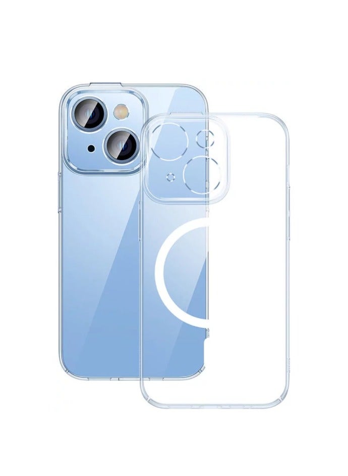 بيسوس Crystal Series Magnetic Case For Ip 14 Pro Max (Pack Of 1 With Full Coverage Tempered Glass Screen Protector And Cleaning Kit), Clear - Image 1