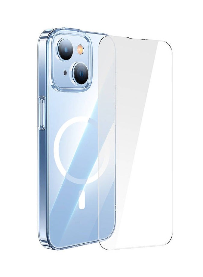 بيسوس Crystal Series Magnetic Case For Ip 14 Pro Max (Pack Of 1 With Full Coverage Tempered Glass Screen Protector And Cleaning Kit), Clear - Image 2