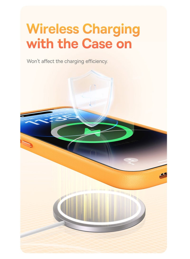 Baseus Fauxther Series Phone Case for iP 15, Sunset Orange  - Image 2
