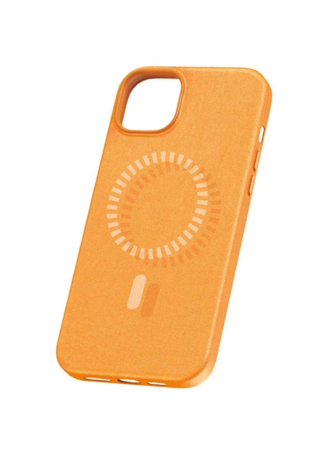 بيسوس Fauxther Series Magnetic Phone Case For iP 15 Pro, Sunset Orange - Image 1