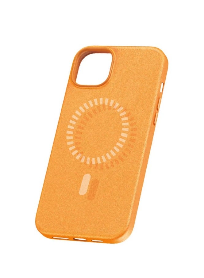 بيسوس Fauxther Series Magnetic Phone Case For iP 15 Pro Max, Sunset Orange - Image 1