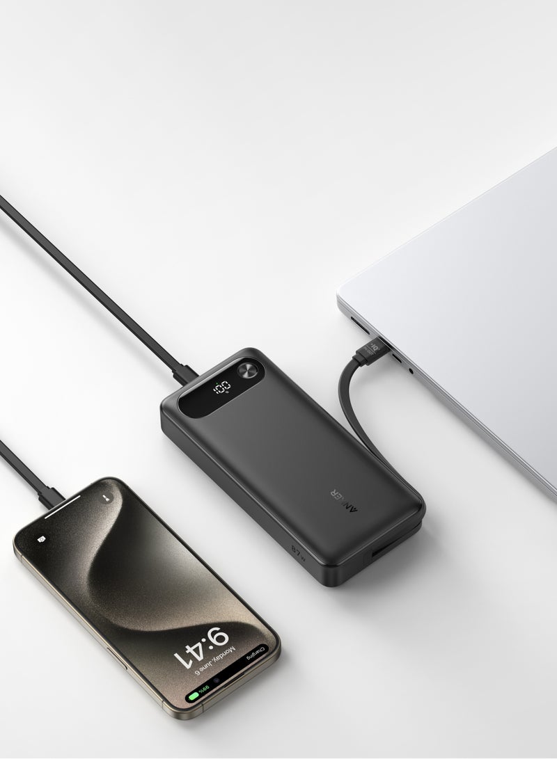 بنك الطاقة، شاحن محمول بقوة 20000 مللي أمبير في الساعة مع كابل USB-C مدمج، حزمة بطارية شحن سريع بقوة 87 وات بحد أقصى لأجهزة الكمبيوتر المحمول، 2 منفذ USB-C و1 منفذ USB-A، لأجهزة MacBook وiPhone 15 Series وSamsung وSwitch والمزيد - pnsku/N70098969V/45/_/1723003288/e65e7974-6124-4b0a-9a49-fd3418ca2d5e