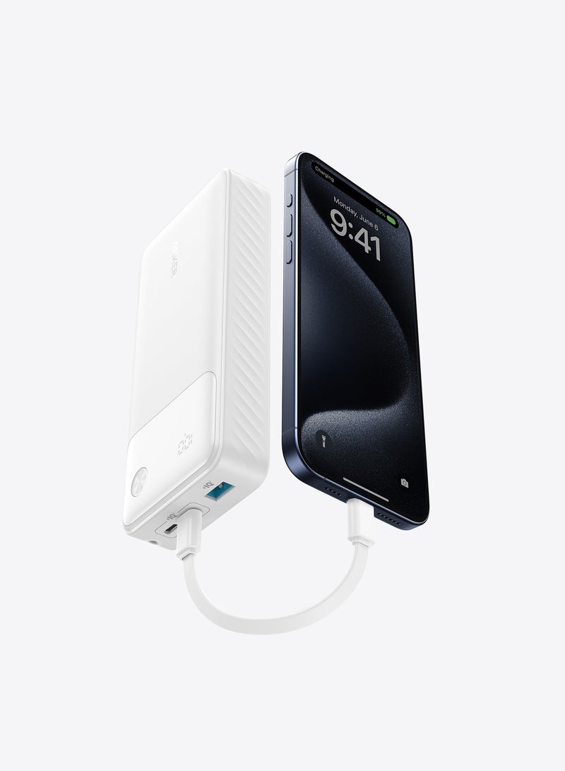 Anker 20000 mAh Power Bank, 30W, 2 Ports - A1384H21 White  - Image 3