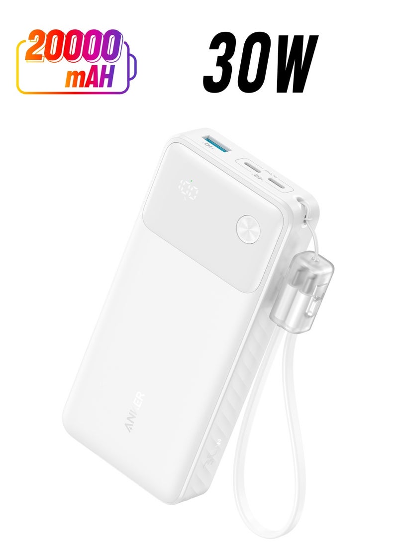 Anker 20000 mAh Power Bank, 30W, 2 Ports - A1384H21 White  - Image 1