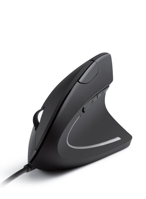 Vertical ergonomic optical mouse – USB cable compatible, for right handers, hand and joint comfort, 1000/1600 DPI, 5 Buttons. Black Black