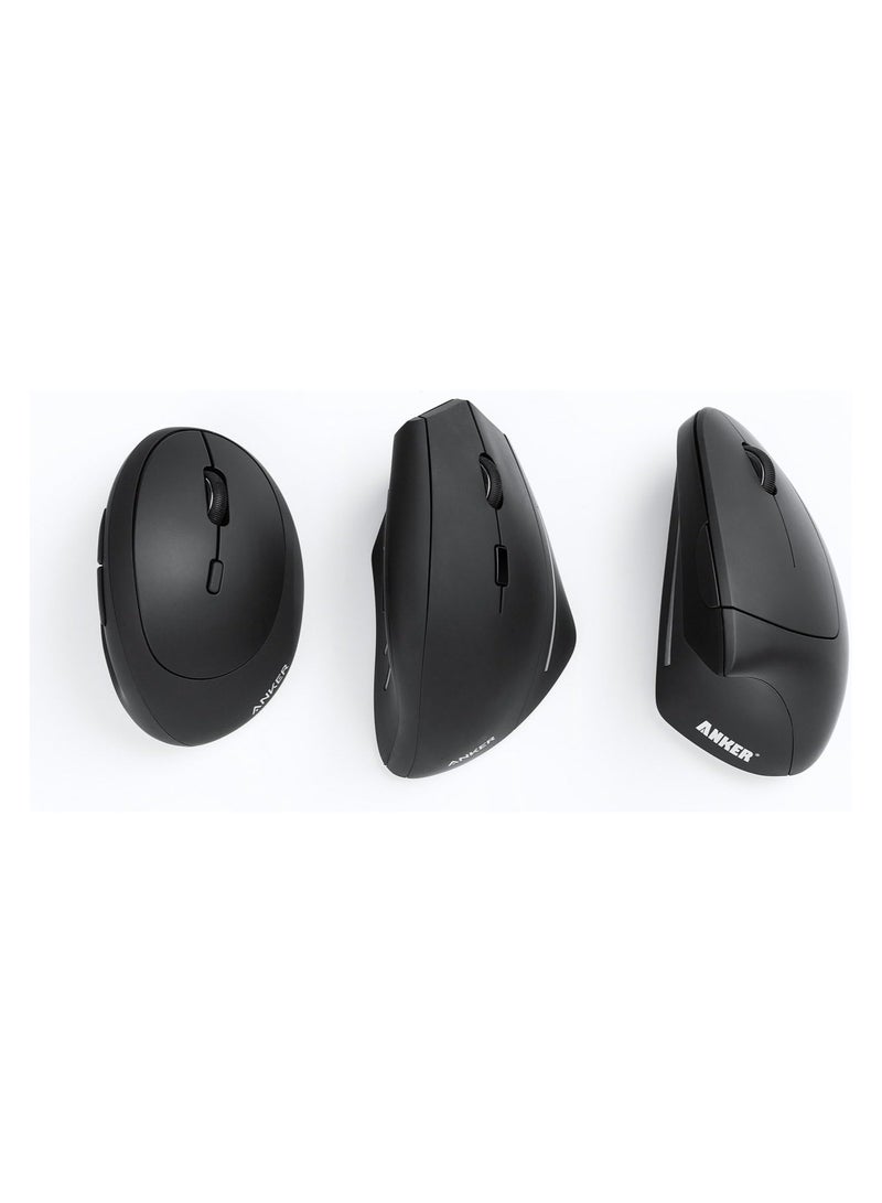 آنكر Vertical ergonomic optical mouse – USB cable compatible, for right handers, hand and joint comfort, 1000/1600 DPI, 5 Buttons. Black Black  - Image 4