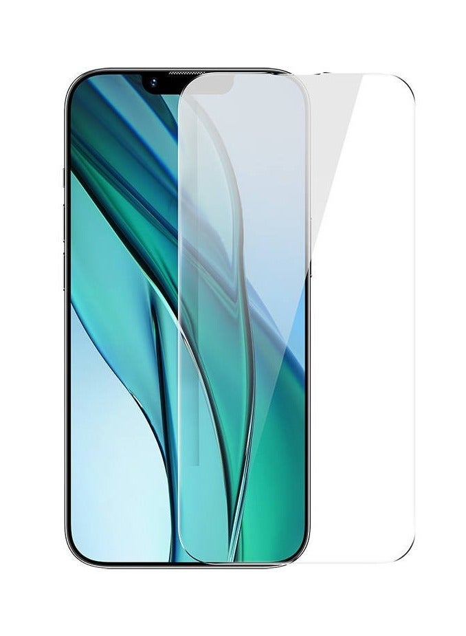 Baseus 0.3mm All-Tempered-Glass Screen Protector For iP 14/iP 13/iP 13 Pro (Pack Of 2 With EasyStick Film Application Tool And 2 Cleaning Kits), Clear - Image 1