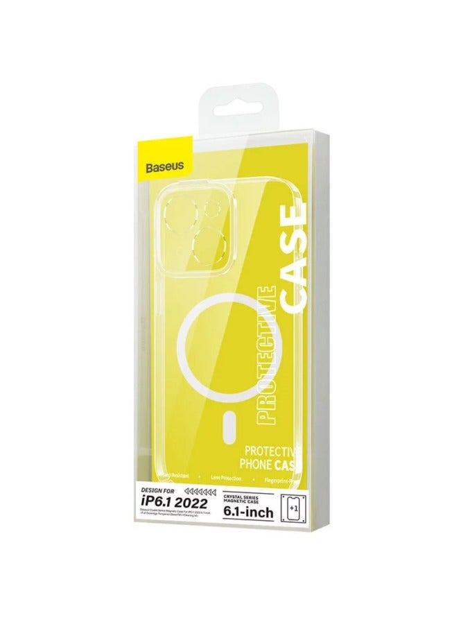 Baseus Crystal Series Magnetic Case For Ip 14 Pro (Pack Of 1 With Full Coverage Tempered Glass Screen Protector And Cleaning Kit) Clear - Image 4