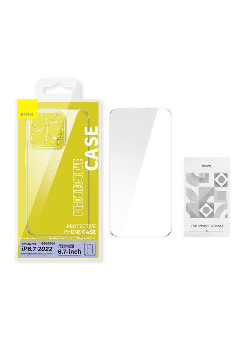 Baseus Crystal Series Magnetic Case For Ip 14 Pro (Pack Of 1 With Full Coverage Tempered Glass Screen Protector And Cleaning Kit) Clear - Image 5