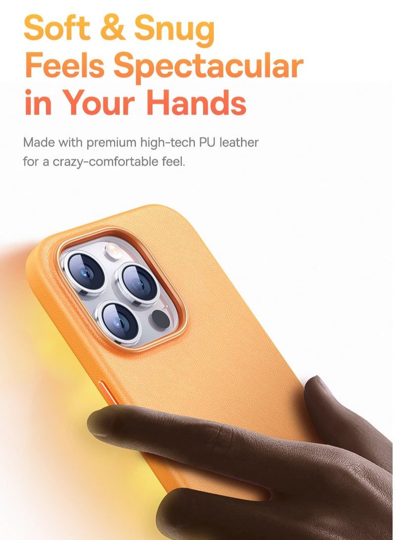 بيسوس Fauxther Series Phone Case For iP 15 Pro Max, Sunset Orange - Image 2