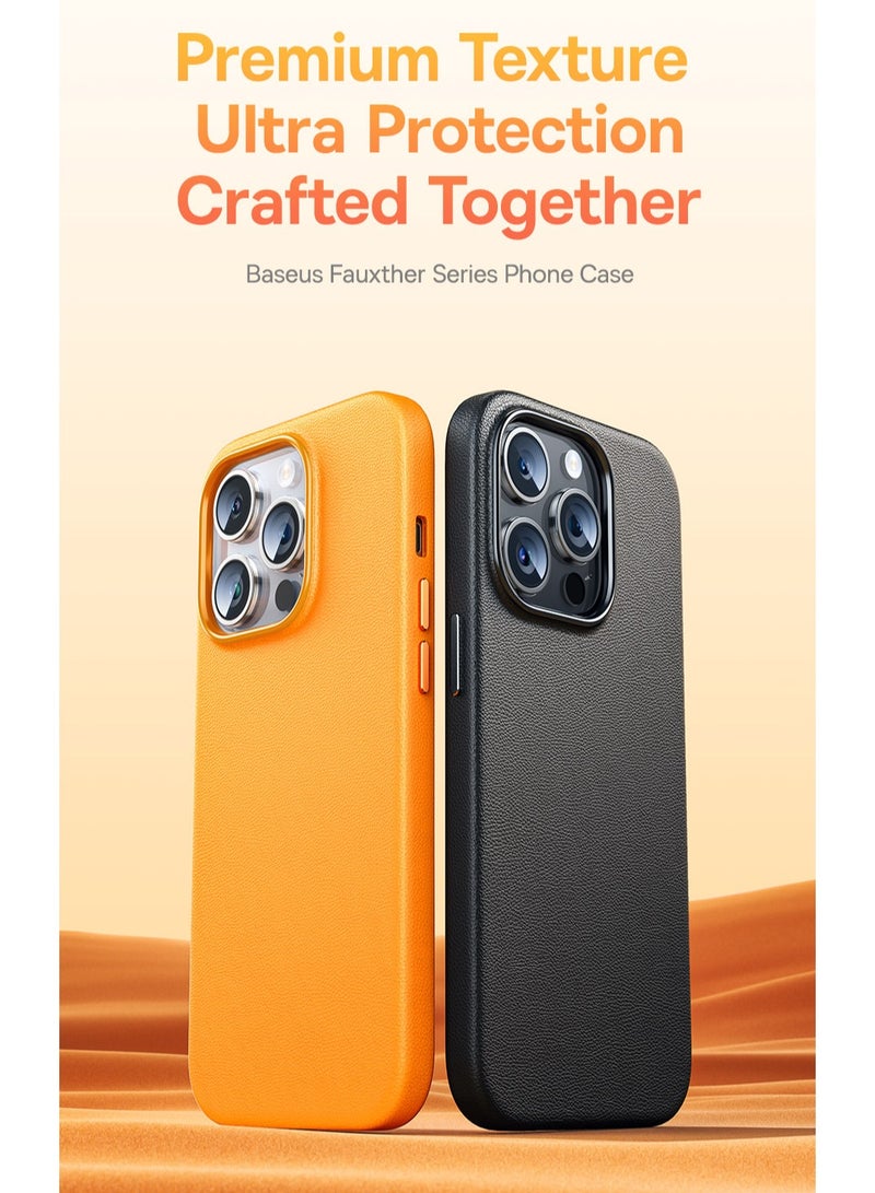 بيسوس Fauxther Series Phone Case For iP 15 Pro Max, Sunset Orange - Image 4