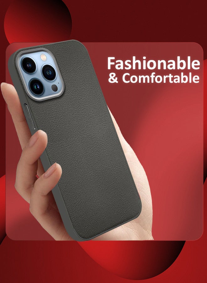 MARGOUN (for iPhone 13 Pro Max) Case Cover Leather Case with Lens Frame Shockproof Full Body Protective Cover Crimson - Image 2