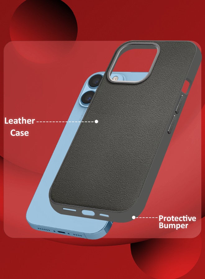 MARGOUN (for iPhone 13 Pro Max) Case Cover Leather Case with Lens Frame Shockproof Full Body Protective Cover Crimson - Image 4