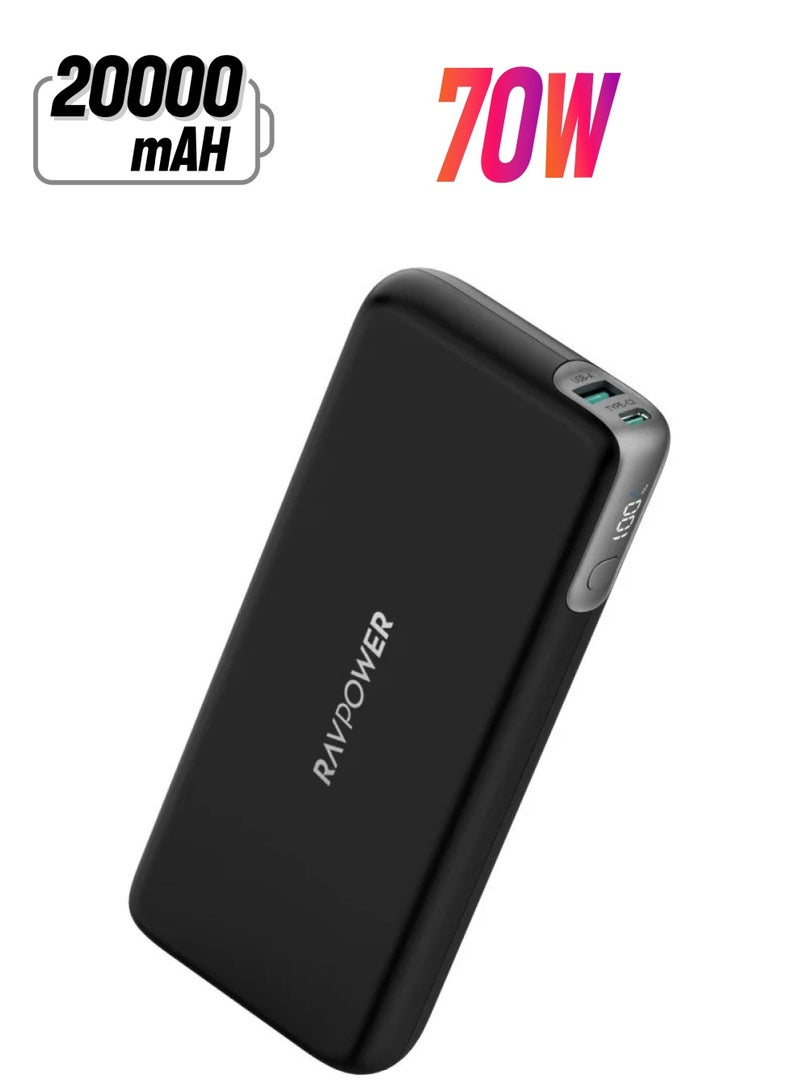 RAVPOWER 20000 mAh PD Pioneer 20000mAh 70W 3-Port Power Bank - Black  - Image 1
