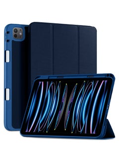 MARGOUN (for iPad Air 11 2024) Folio Case Lightweight Slim Leather Cover with Pen Slot Shockproof Back Stand Cover Auto Wake/Sleep Dark Blue  - Image 1