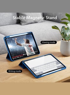 MARGOUN (for iPad Air 11 2024) Folio Case Lightweight Slim Leather Cover with Pen Slot Shockproof Back Stand Cover Auto Wake/Sleep Dark Blue  - Image 3