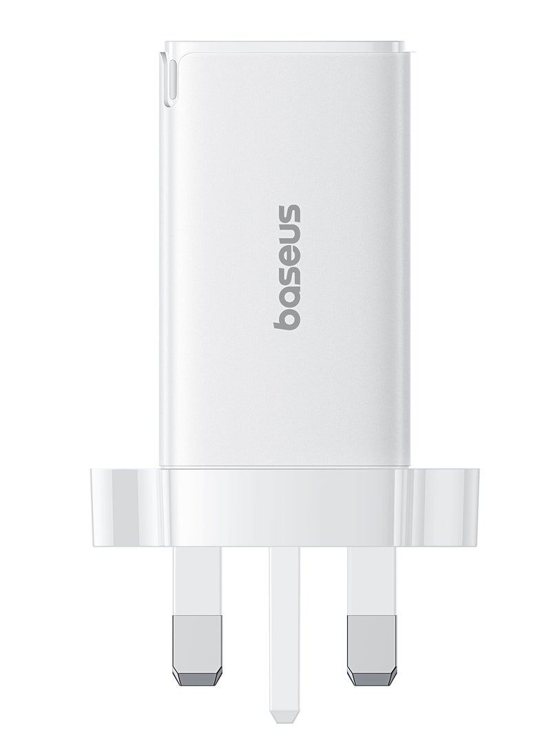 بيسوس شاحن جداري بتنقنية GaN5 بمنفذين تايب سي ومنفذ يو اس بي مع تحكم بالحرارة ابيض من - - Image 2