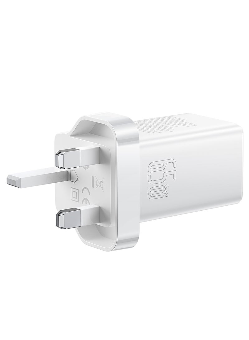 بيسوس شاحن جداري بتنقنية GaN5 بمنفذين تايب سي ومنفذ يو اس بي مع تحكم بالحرارة ابيض من - - Image 3