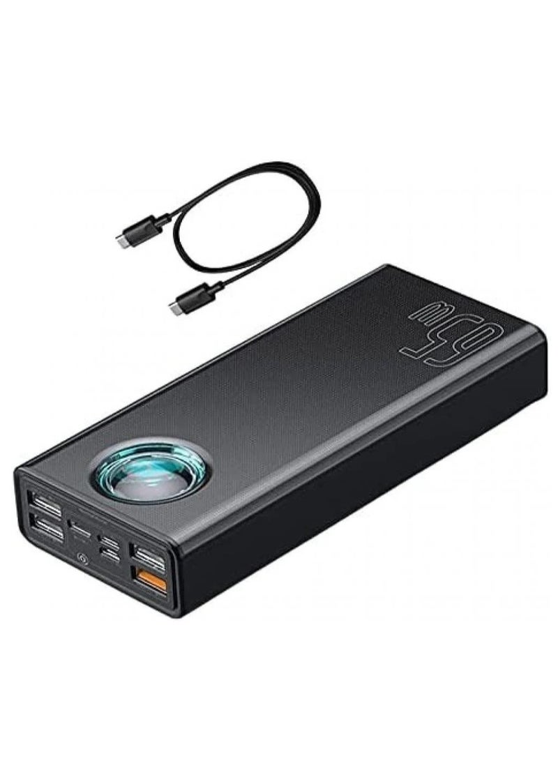 Baseus - 30000 mAh Baseus Amblight Digital Display Quick Charge Power Bank Black 65W (With Baseus Xiaobai Series Fast Charging Cable Type-C To Type-C 100W 1M Black) Black - Image 1